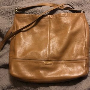 Authentic Coach Leather cross body in camel color